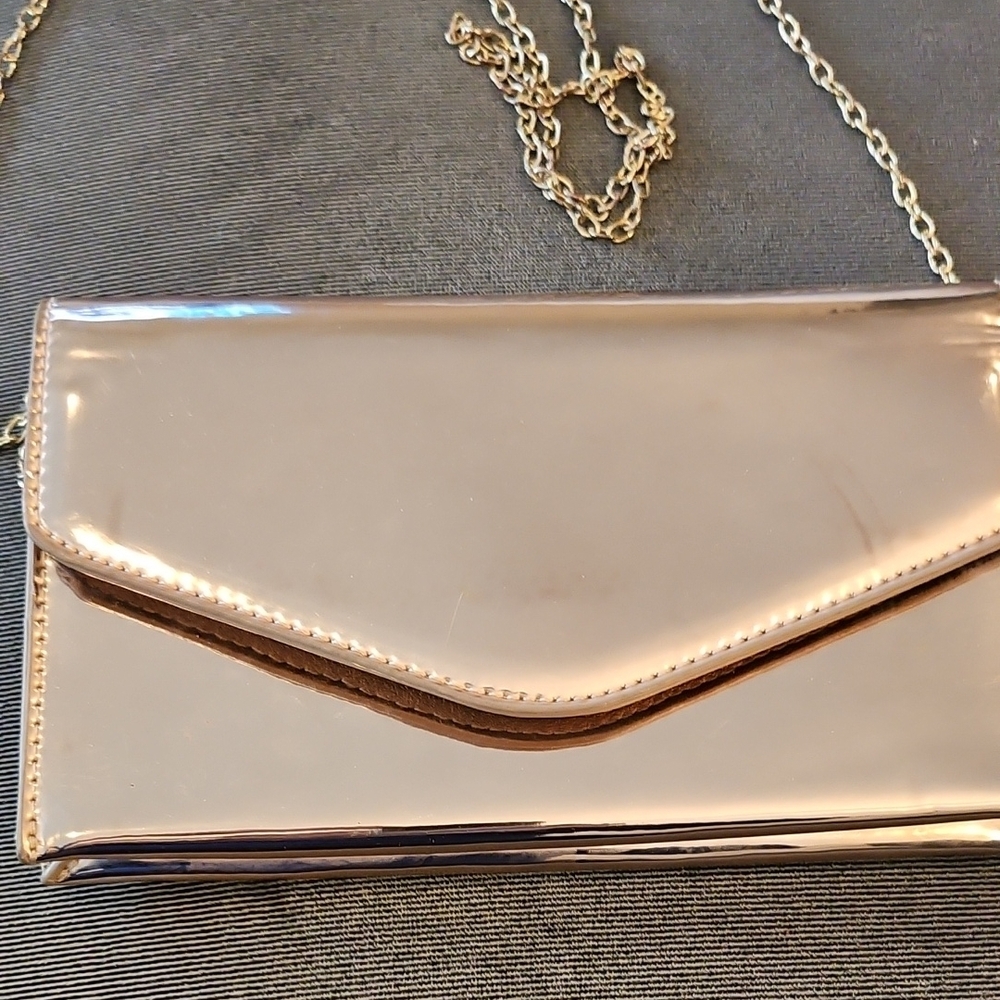 Steve Madden Gold and Brown Clutch with Chain Strap